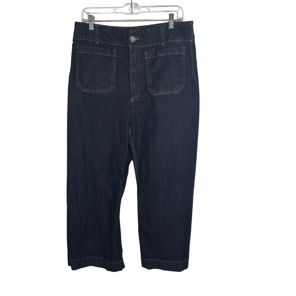 Maeve Anthropologie The Colette Wide Leg Crop Pants Dark Wash Denim Jeans Sz 32